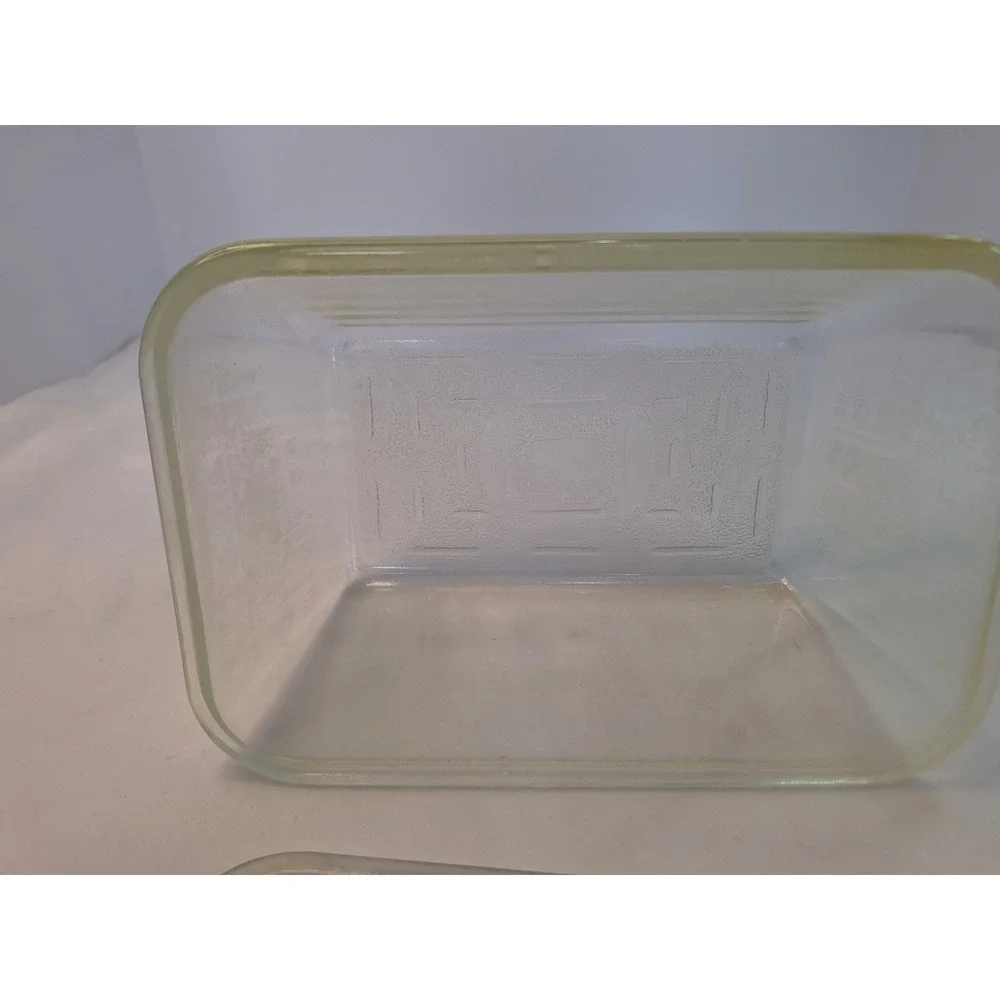 Vintage Clear Glass Refrigerator Dish with Lid Textured Bottom Storage Container